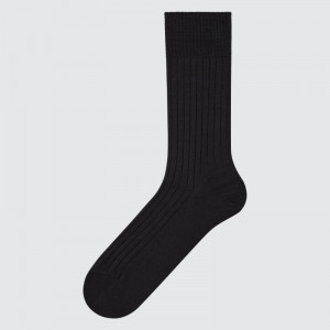 Black Men Uniqlo Supima® Cotton Wide-ribbed Socks | USA XNCIP-7134