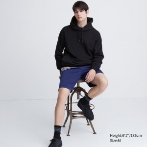 Black Men Uniqlo Sweat Pullover Long-sleeve Hoodie | USA YCVUH-5148