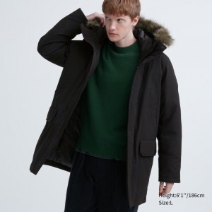 Black Men Uniqlo Ultra Warm Hybrid Down Coats | USA ADJWP-3159