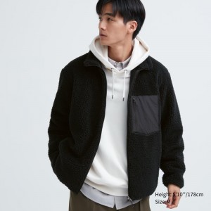 Black Men Uniqlo Windproof Outer Fleece Jackets | USA SGQIW-7013