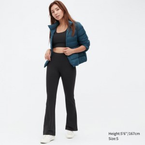 Black Women Uniqlo Airism Soft Flare Leggings | USA VEPUQ-7261