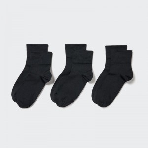 Black Women Uniqlo Crew Tapered (3 Pairs) Socks | USA ZWOPY-4125