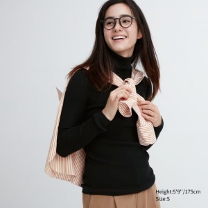 Black Women Uniqlo Extra Fine Merino Ribbed Turtleneck Long-sleeve Sweaters | USA EGOQF-5749