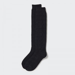 Black Women Uniqlo Heattech Knee High (Cable) Socks | USA BPGHO-5719