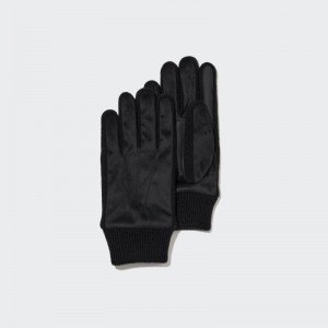 Black Women Uniqlo Heattech Lined Faux Suede Gloves | USA KOLTA-6148