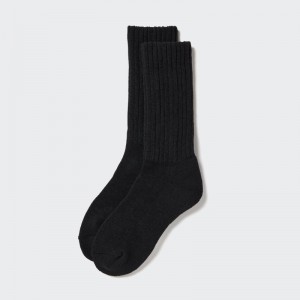 Black Women Uniqlo Heattech Ribbed Pile Socks | USA GSREM-9620