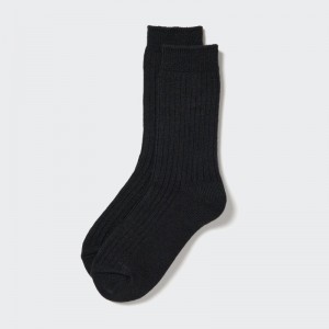 Black Women Uniqlo Heattech Ribbed Socks | USA QNXYC-7645