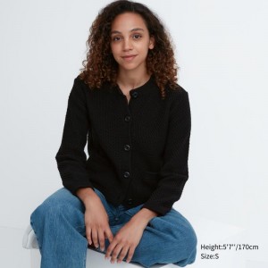 Black Women Uniqlo Knitted Short Cardigan | USA BSTWR-3569