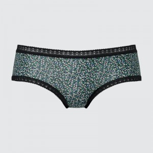 Black Women Uniqlo Mini-flower Print Underwear | USA KZSXH-8457