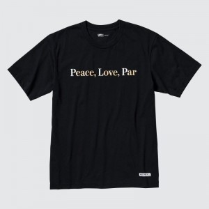 Black Women Uniqlo Peace For All (Short-sleeve Graphic) (Adam Scott) T Shirts | USA UABNZ-2096