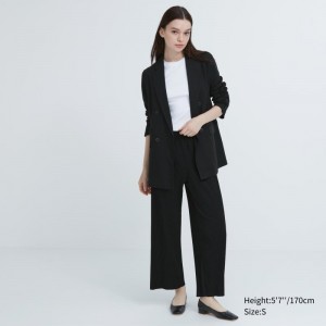 Black Women Uniqlo Pleated Straight Pants | USA UGFAW-5091