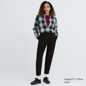 Black Women Uniqlo Smart Brushed Ankle Pants | USA IKCNL-2167