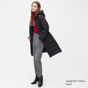 Black Women Uniqlo Ultra Light Down Long Coats | USA ATRBH-1302