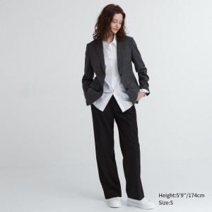 Black Women Uniqlo Wide-fit Pleated (Tall) Pants | USA XHCZY-8305