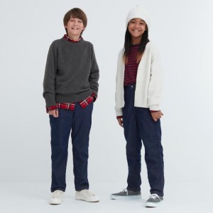 Blue Kids Uniqlo Stretch Warm Lined Denim Pants | USA FGOXJ-8049