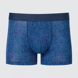 Blue Men Uniqlo Airism Low-rise Printed Boxer Briefs | USA MDEKP-1084