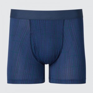 Blue Men Uniqlo Airism Printed Boxer Briefs | USA CMAOP-6270