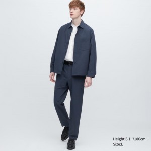 Blue Men Uniqlo Airsense Relaxed (Seersucker) Pants | USA IOQER-5873