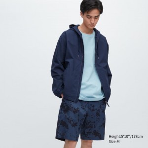 Blue Men Uniqlo Dry Stretch Easy (Leaf) (8") Shorts | USA EHPLB-8961