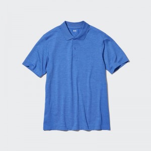 Blue Men Uniqlo Dry-ex Polo Shirts | USA PJUNL-5064