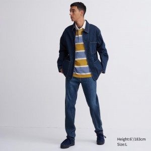 Blue Men Uniqlo Ezy Ultra Stretch Jeans | USA NHDAV-2314