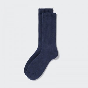 Blue Men Uniqlo Heattech Pile Socks | USA ULNHP-0791