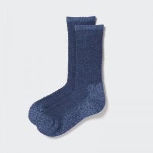 Blue Men Uniqlo Heattech Soft Pile Heather Socks | USA YSARU-0513