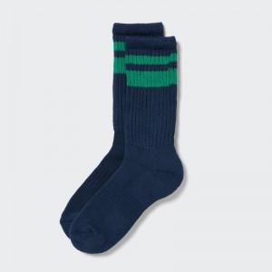 Blue Men Uniqlo Pile Lined Socks | USA TBFQI-1243