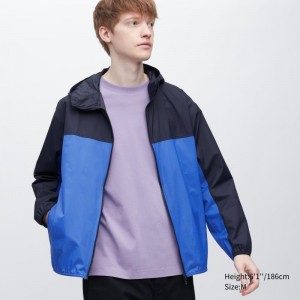 Blue Men Uniqlo Pocketable Uv Protection 3d Cut (Color Block) Parka | USA TCXLM-0978