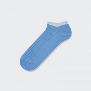 Blue Men Uniqlo Ribbed Short Socks | USA CXGVW-7024