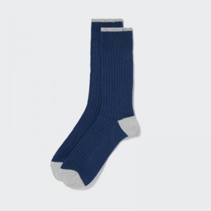 Blue Men Uniqlo Ribbed Socks | USA FZPQB-5940