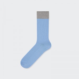 Blue Men Uniqlo Silket Ribbed Socks | USA VUGSH-7634