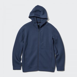 Blue Men Uniqlo Stretch Dry Sweat Long-sleeve Full-zip Hoodie | USA UKXIY-3786