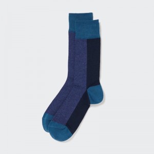 Blue Men Uniqlo Striped Socks | USA ZNWGQ-0168