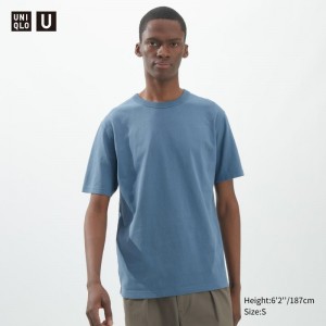 Blue Men Uniqlo U Crew Neck Short-sleeve T Shirts | USA VKZGS-4578