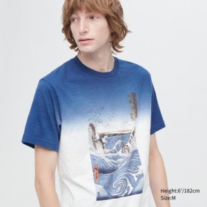 Blue Men Uniqlo Ukiyo-e Ut (Short-sleeve Graphic) T Shirts | USA GSMIT-1784