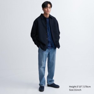 Blue Men Uniqlo Wide-fit Jeans | USA UGILH-1852