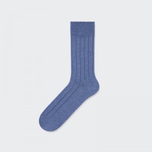 Blue Men Uniqlo Wide-ribbed Socks | USA YIUVR-6142