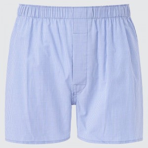 Blue Men Uniqlo Woven Checked Briefs | USA KPDXS-8642