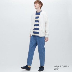 Blue Women Uniqlo Cotton Relaxed Ankle (Denim) Pants | USA ZNMCP-1485