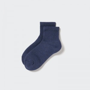 Blue Women Uniqlo Heattech Pile Half Socks | USA RAPNO-8549