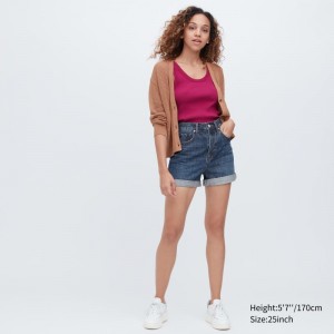 Blue Women Uniqlo High-rise Denim Shorts | USA AHMKY-0813