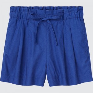 Blue Women Uniqlo Linen-cotton Shorts | USA VBRGT-7314