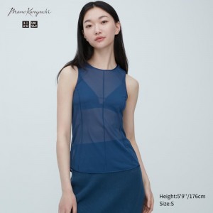 Blue Women Uniqlo Sheer Sleeveless (Mame Kurogouchi) Tops | USA CIMBO-3468