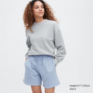 Blue Women Uniqlo Sweat Shorts | USA BRNEK-9743