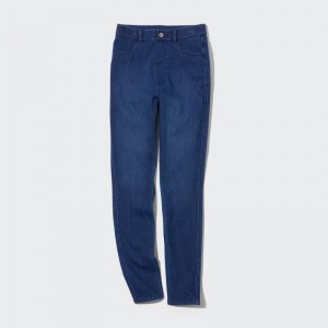 Blue Women Uniqlo Ultra Stretch High-rise Denim Leggings Pants | USA LBDVH-3270