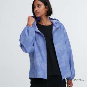 Blue Women Uniqlo Uv Protection Printed Pocketable Parka | USA EBSAM-3298