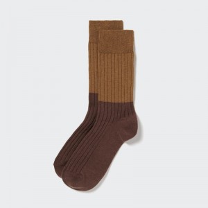 Brown Men Uniqlo Heattech Socks | USA GDESR-0153