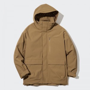 Brown Men Uniqlo Hybrid Down Parka | USA FBHDS-4502