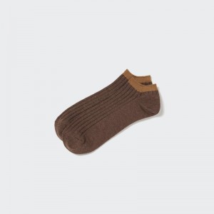 Brown Men Uniqlo Ribbed Short Socks | USA YRKNA-2368